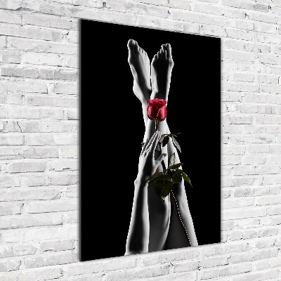 Modernes Acrylbild vertikal Rose und Füße