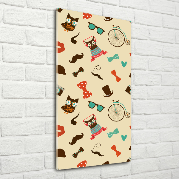 Modernes Acrylbild vertikal Eulen-Fahrradbrille