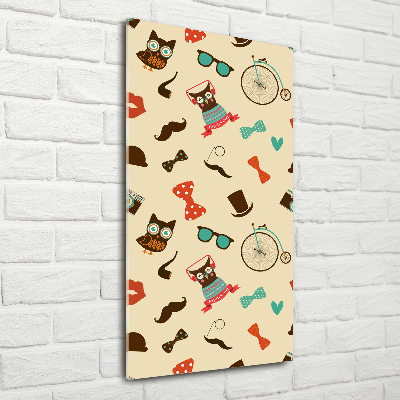 Modernes Acrylbild vertikal Eulen-Fahrradbrille