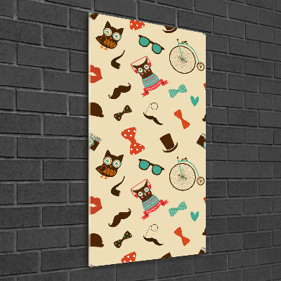 Modernes Acrylbild vertikal Eulen-Fahrradbrille