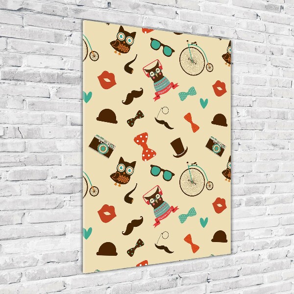 Modernes Acrylbild vertikal Eulen-Fahrradbrille