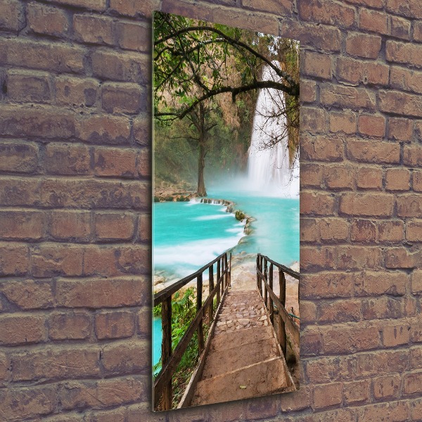 Modernes Acrylbild vertikal Mexiko-Wasserfall
