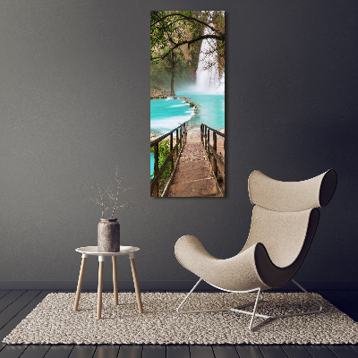 Modernes Acrylbild vertikal Mexiko-Wasserfall