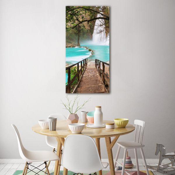 Modernes Acrylbild vertikal Mexiko-Wasserfall
