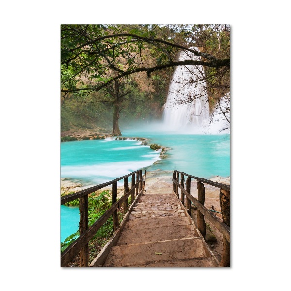 Modernes Acrylbild vertikal Mexiko-Wasserfall