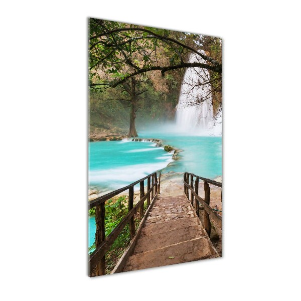 Modernes Acrylbild vertikal Mexiko-Wasserfall