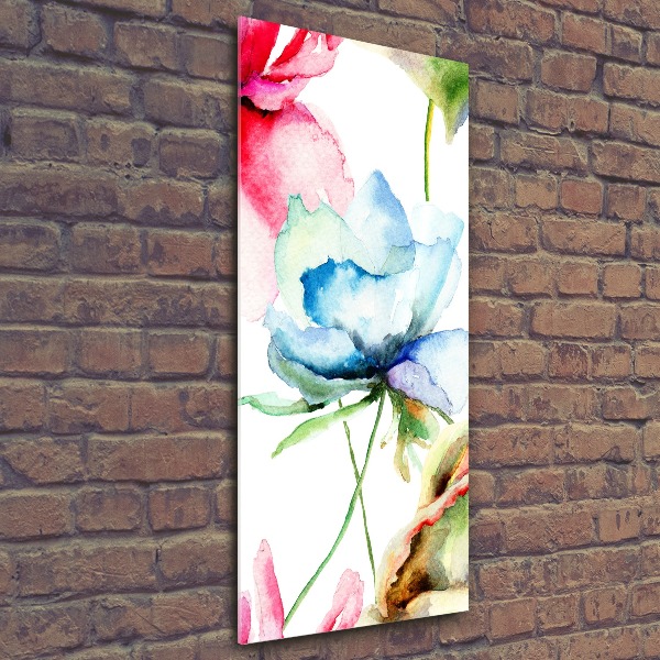 Modernes Acrylbild vertikal Mohnblumen