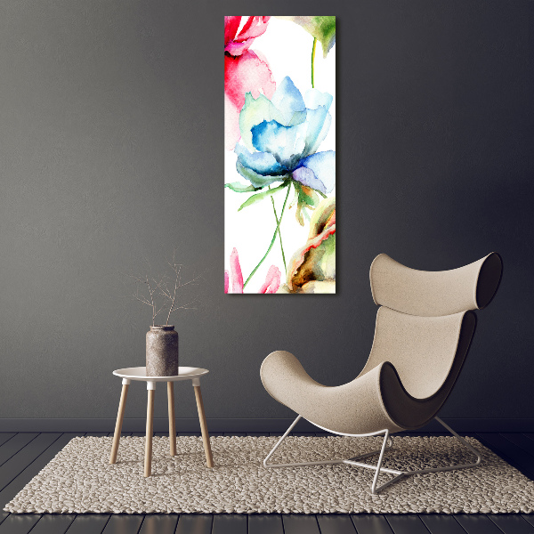 Modernes Acrylbild vertikal Mohnblumen