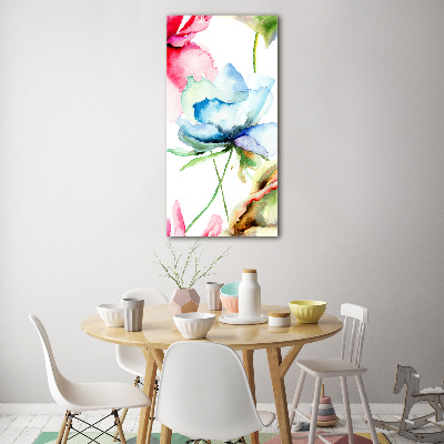 Modernes Acrylbild vertikal Mohnblumen