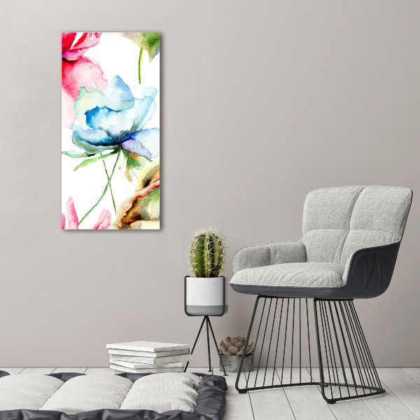 Modernes Acrylbild vertikal Mohnblumen
