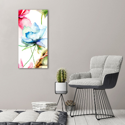 Modernes Acrylbild vertikal Mohnblumen