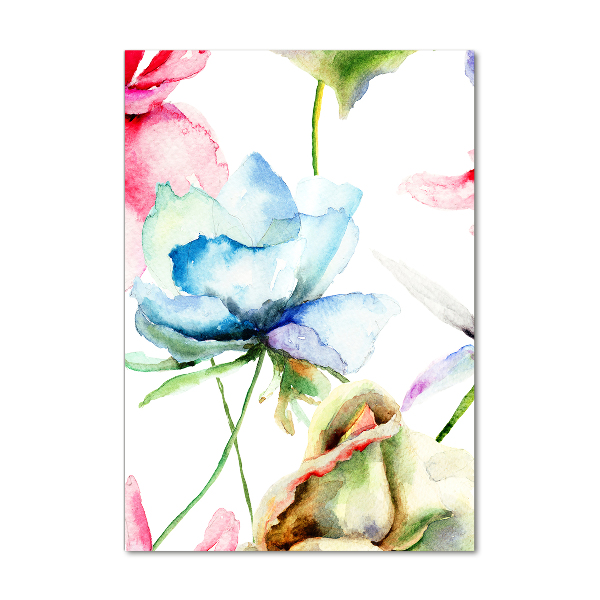 Modernes Acrylbild vertikal Mohnblumen