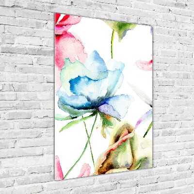 Modernes Acrylbild vertikal Mohnblumen