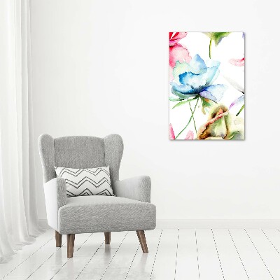 Modernes Acrylbild vertikal Mohnblumen