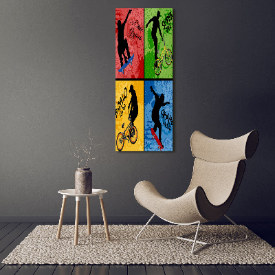 Plexiglasbilder vertikal Fahrrad und Skateboard