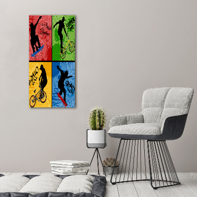 Plexiglasbilder vertikal Fahrrad und Skateboard