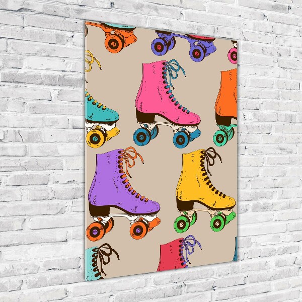 Modernes Acrylbild vertikal Bunte Rollschuhe