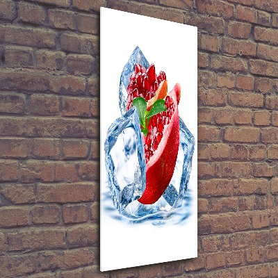 Modernes Acrylbild vertikal Granatapfel und Eis