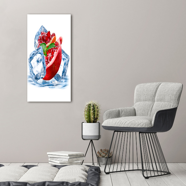 Modernes Acrylbild vertikal Granatapfel und Eis