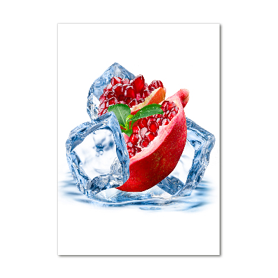Modernes Acrylbild vertikal Granatapfel und Eis
