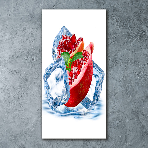 Modernes Acrylbild vertikal Granatapfel und Eis