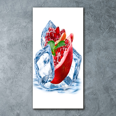 Modernes Acrylbild vertikal Granatapfel und Eis