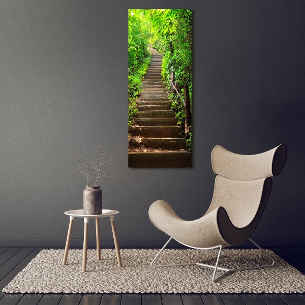 Acrylbild vertikal Treppe zum Wald