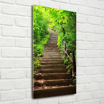 Acrylbild vertikal Treppe zum Wald