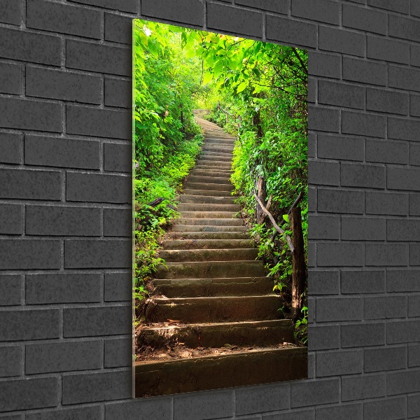 Acrylbild vertikal Treppe zum Wald