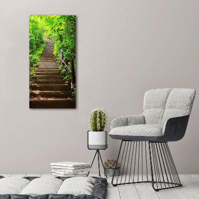 Acrylbild vertikal Treppe zum Wald
