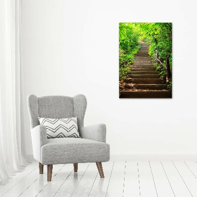Acrylbild vertikal Treppe zum Wald