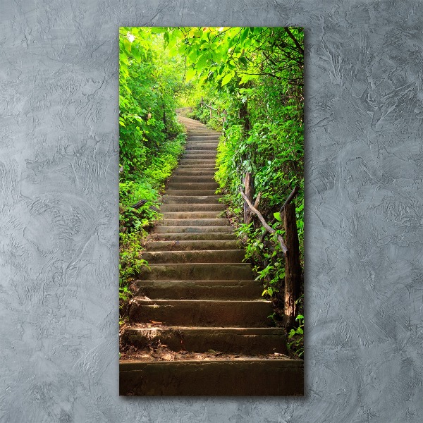 Acrylbild vertikal Treppe zum Wald