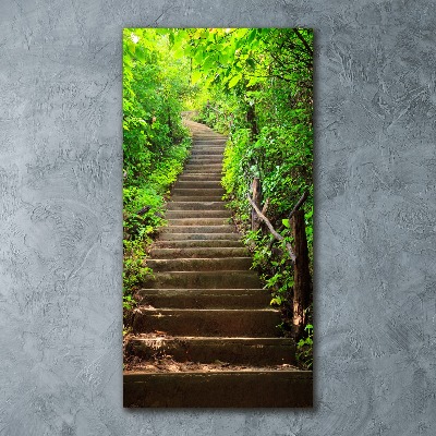 Acrylbild vertikal Treppe zum Wald