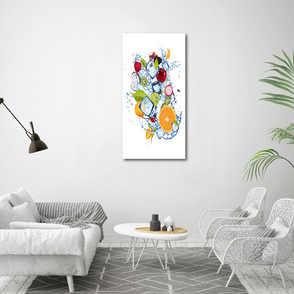 Modernes Acrylbild vertikal Obst und Eis