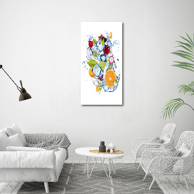 Modernes Acrylbild vertikal Obst und Eis