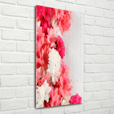 Acrylbild vertikal Blumen auf Holz