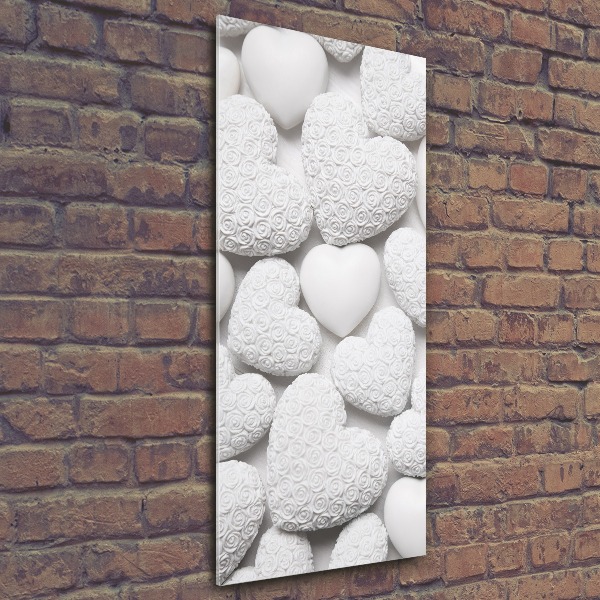 Modernes Acrylbild vertikal Weißer Herz-Hintergrund
