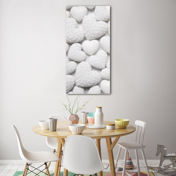 Modernes Acrylbild vertikal Weißer Herz-Hintergrund