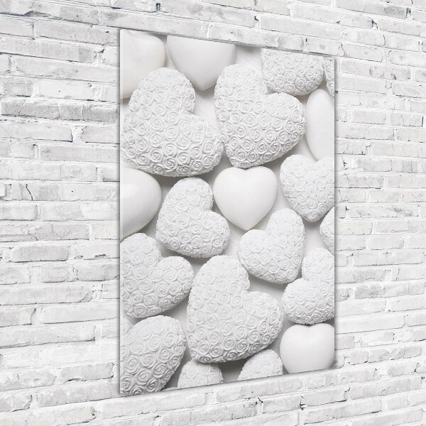 Modernes Acrylbild vertikal Weißer Herz-Hintergrund