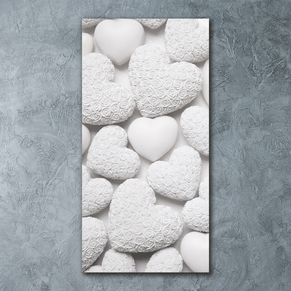 Modernes Acrylbild vertikal Weißer Herz-Hintergrund