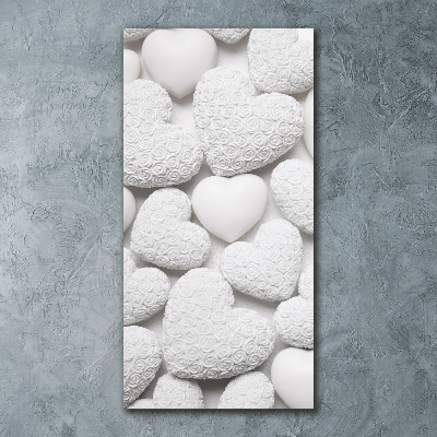 Modernes Acrylbild vertikal Weißer Herz-Hintergrund