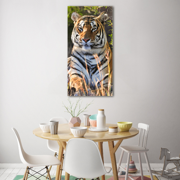Modernes Acrylbild vertikal Tiger