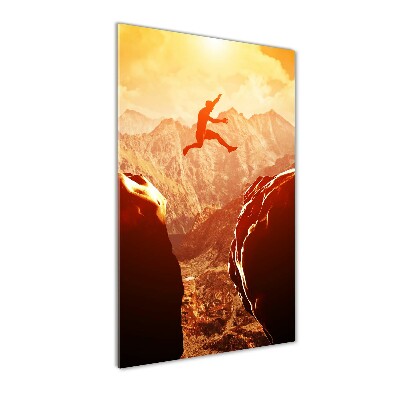 Bild auf Acrylglas vertikal Spring über den Abgrund