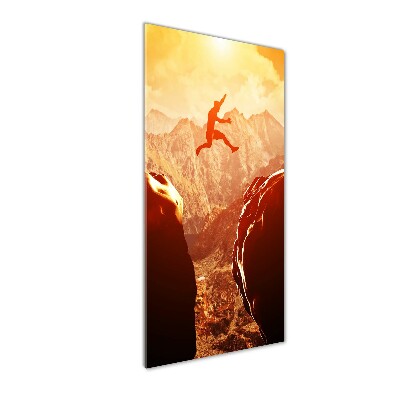 Bild auf Acrylglas vertikal Spring über den Abgrund