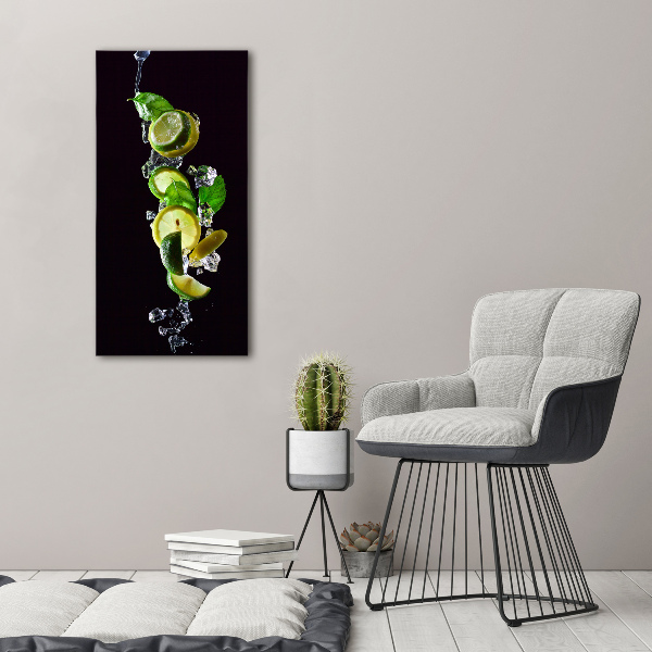Bild auf Acrylglas vertikal Limette und Zitrone