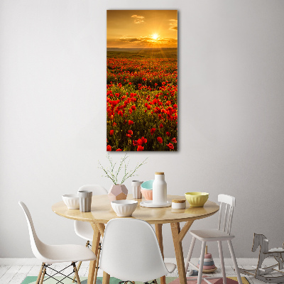 Modernes Acrylbild vertikal Mohnfeld
