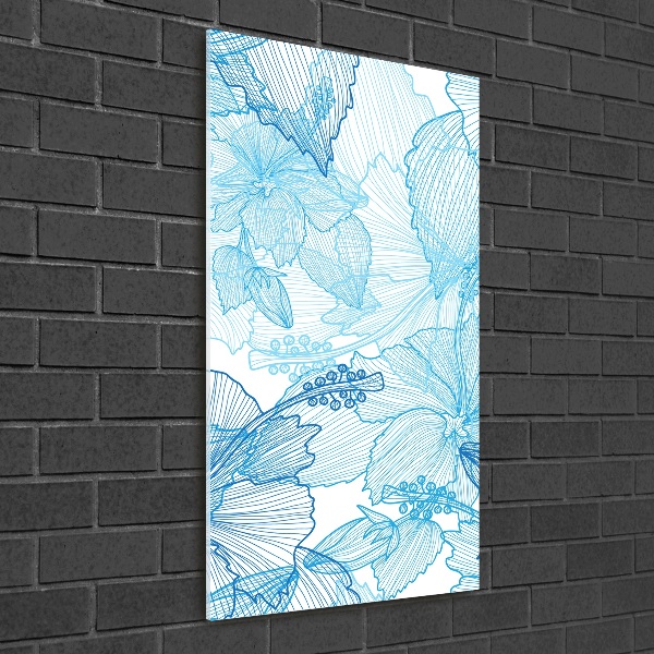 Modernes Acrylbild vertikal Hawaiianische Blumen