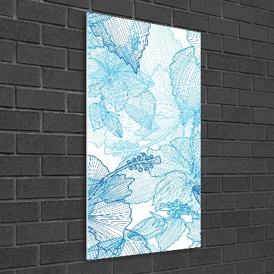 Modernes Acrylbild vertikal Hawaiianische Blumen