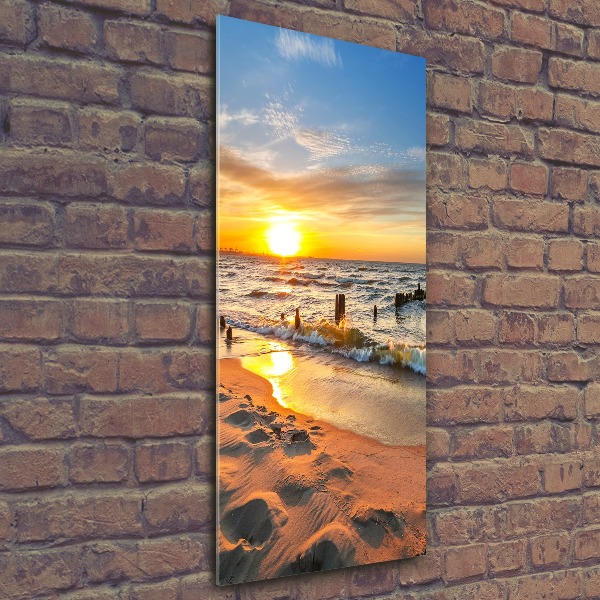 Bild auf Acrylglas vertikal Sonnenuntergang am Meer