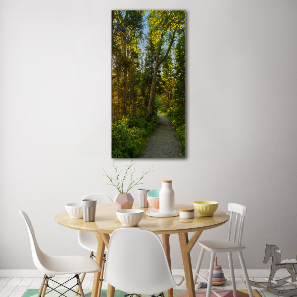 Modernes Acrylbild vertikal Pfad im Wald
